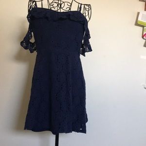 Blue cold shoulder dress